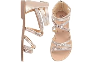 Vonair Girls Gladiator Sandals Cute Strappy Sandals with Zipper Summer Shoes for Little/Big Kids
