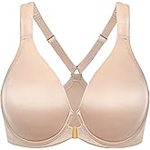 DELIMIRA Women's Front Closure Racerback Bras Plus Size Full Coverage Underwire Unlined Seamless Plunge Bra