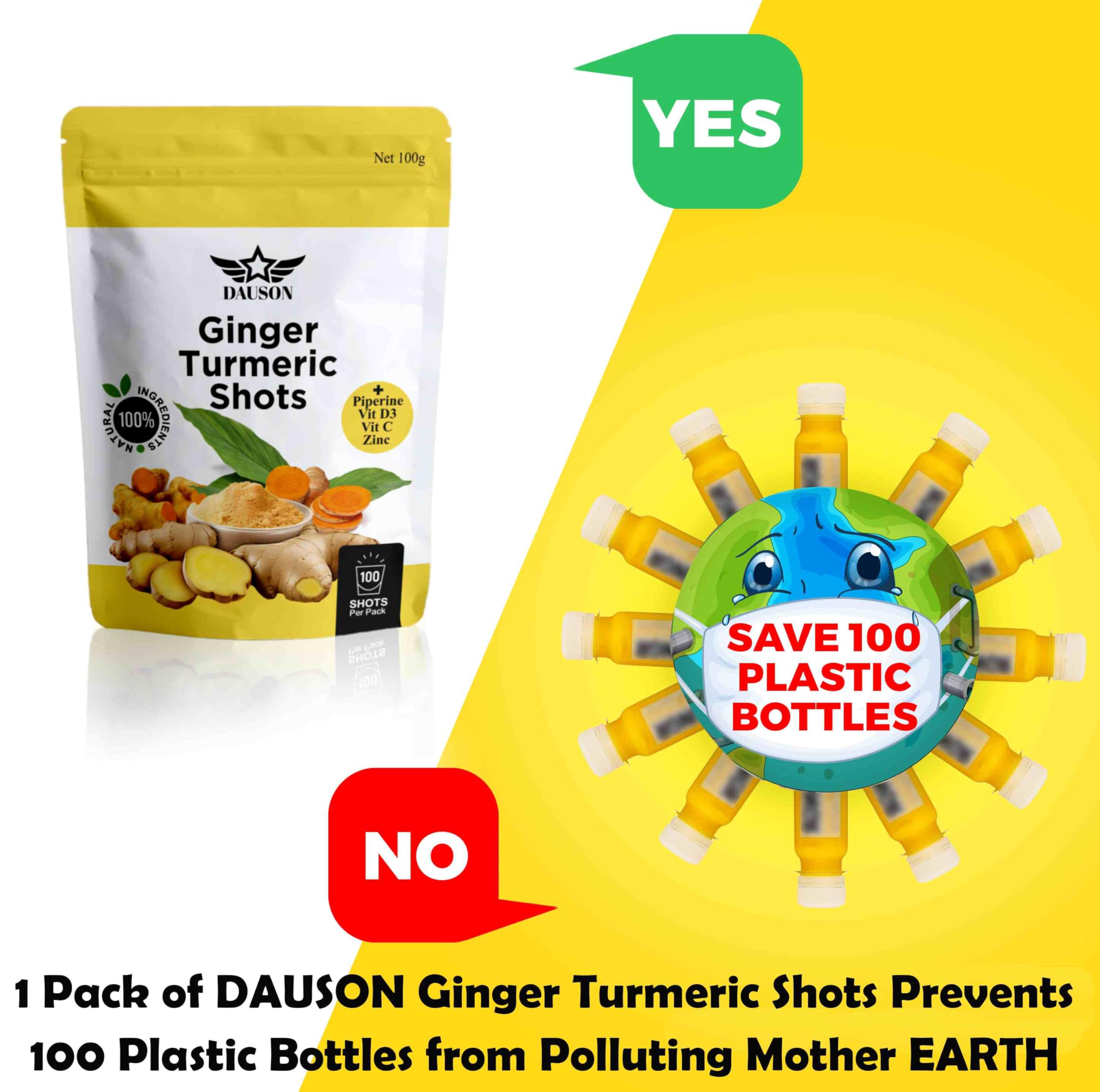 Ginger Turmeric Supplements with Piperine, Vitamin C, Vitamin D3 & Zinc | Turmeric Ginger Shots for Joint, Heart, Brain, Gut & Skin Health | 100 Servings | Ayurvedic | Powder