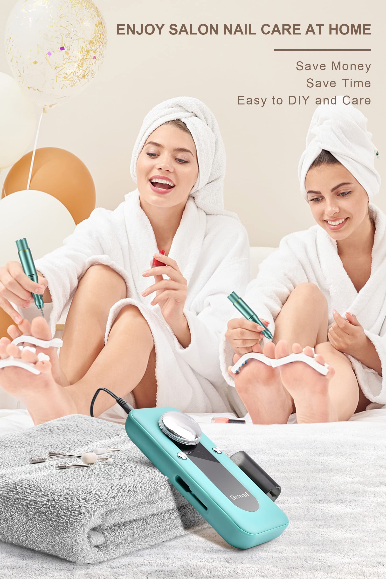 Electric Nail Drill Professional, 45000RPM Cordless Electric Nail File for Acrylic Gel Nails, Professional Nail Drill Manicure Pedicure Polishing Shape Tools for Home Salon - Image 3