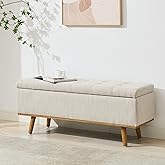 Arvasslia Storage Ottoman Bench for Bedroom, 45" End of Bed Bench with Linen Upholstery, Ottoman with Storage for Living Room