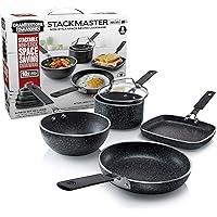 GRANITESTONE 2716 Stackmaster 5 Piece Mini Set, Nonstick Cookware Set, Scratch-Resistant, Granite-coated Anodized…