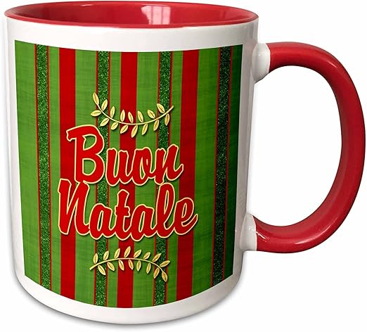 Buon Natale Kitchen Towel.3drose 245279 5 Buon Natale Italian Christmas Festive Stripes In Red And Green Ceramic Mug 11 Oz White Coffee Mugs