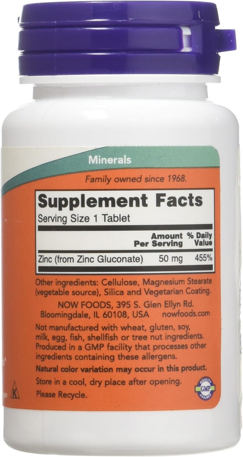 NOW Foods Zinc Gluconate 50mg Now Foods 100 Tabs: Health & Personal Care