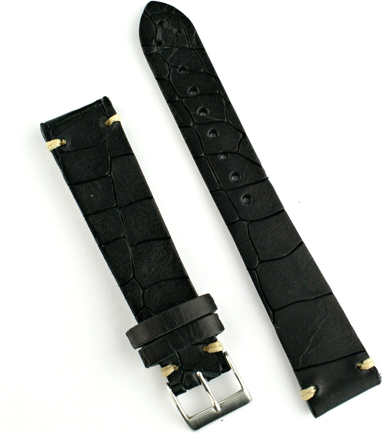 vintage black leather watch strap