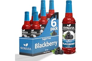 Sugar-Free Blackberry Syrup by Syruvia 6-Pack, 25.4 fl oz, Wholesale Coffee Syrup Shops, Cafes, Baristas, Bistros, & Beverage Bars, Bulk Kosher & Gluten-Free