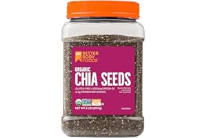 BetterBody Foods Organic Chia Seeds with Omega-3, Non-GMO, Gluten Free, Keto Diet Friendly, Vegan, Good Source of Fiber, 2 lb