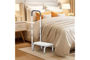 FORTEMOTUS Medical Step Stool with Handle for Ederly - Sturdy Lightweight Step Stool for Bedside for Adults, Non-Skid Rubber Platform Stepping Stool, Safely Supports up to 330 Pounds,White