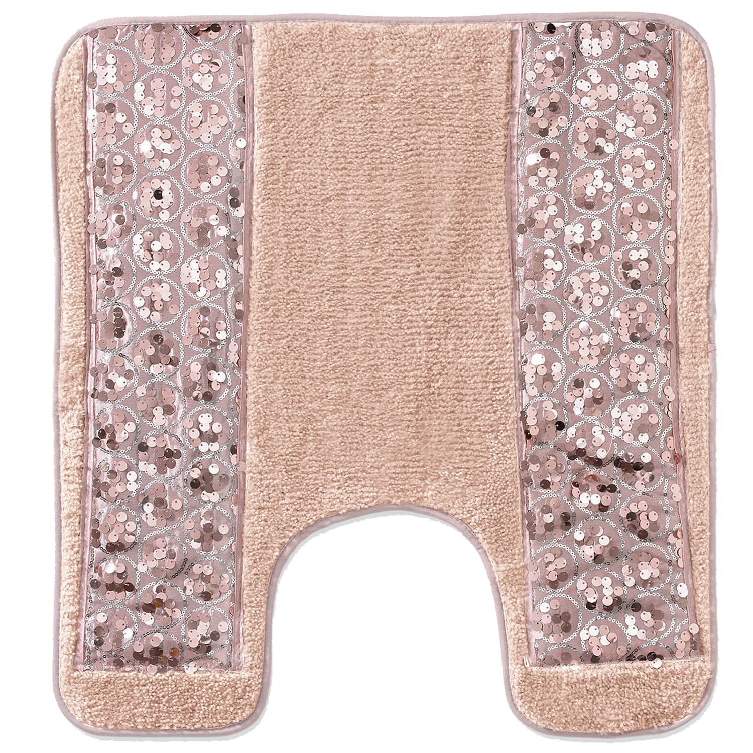 Popular Bath Sinatra Contour Bath Silver Modern Classic Bath Accessories Decorative Beautiful Hollywood Design Bathroom Accessories, Contour Rug size 21” x 24”, Blush