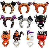 JXITON Halloween Inflatable Headband Balloons Wrist Ring Set 50 pcs, Cute Foil Balloon Headband, Self Sealing Air fill Balloon Headwear, Trick or Treat Halloween Party Favors, Cosplay Costume