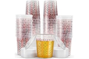 Yesland 30 Pack Paint Mix Cups with Lids, 32 Ounce Plastic Paint and Epoxy Mixing Cups with Calibrated Mixing Ratios on Side 
