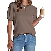 WIHOLL Women's Puff Short Sleeve Sweater 2026 Spring Summer Tops Trendy Business Causal Outfits Work Blouses Clothes