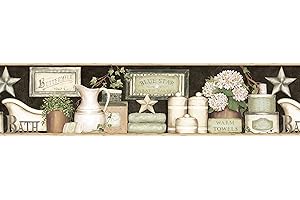 Chesapeake CTR63102B Martha Black Country Bath Wallpaper Border