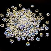 160pcs Star Heart Crystal Beads Bulk Star Heart Spacer Beads Crystal Glass Beads Loose Beads for Earring Bracelet Necklace Key Chains Jewelry DIY Craft Making (Clear AB, 8mm)