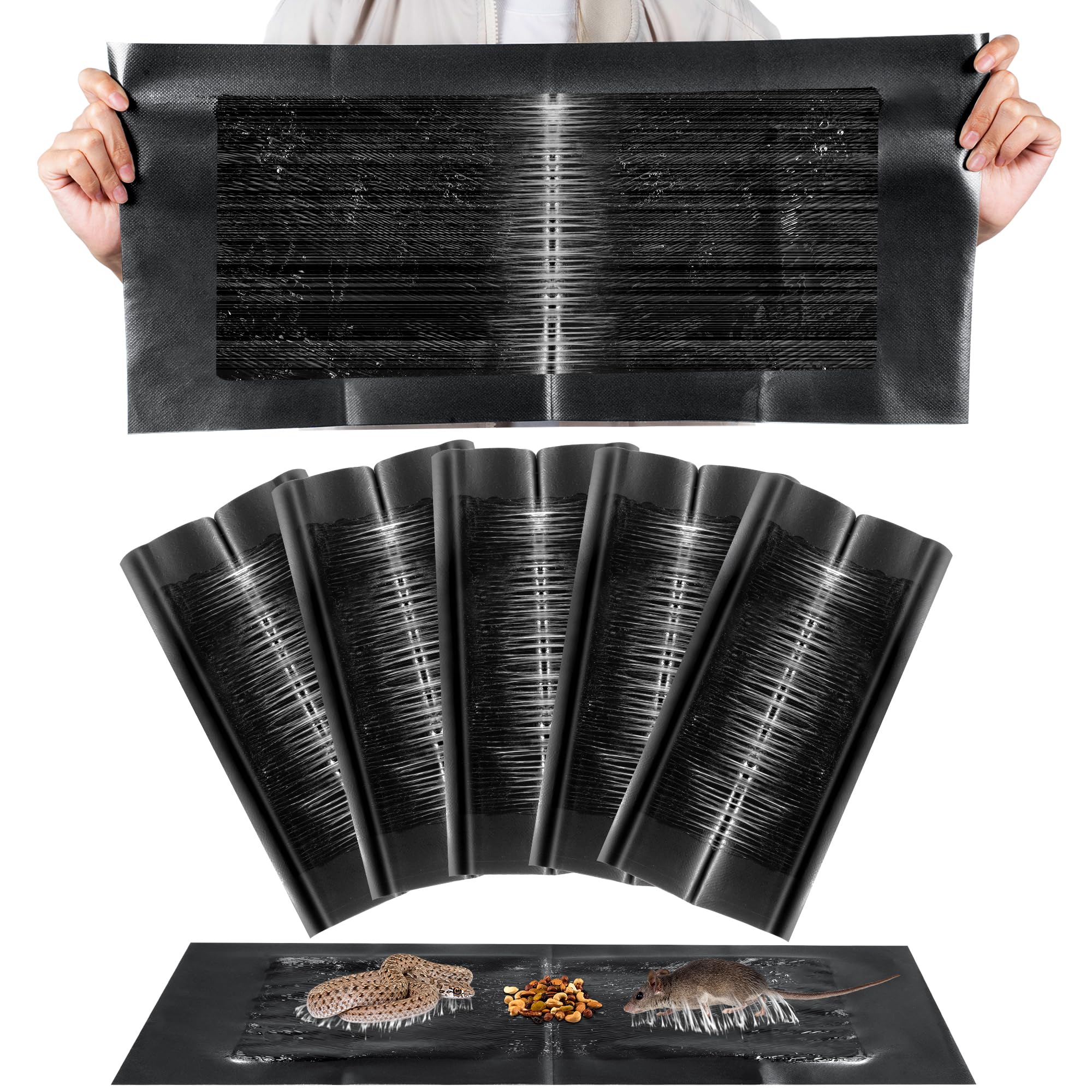 Photo 1 of Qualirey 5 Pack 24 x 11'' Mouse Glue Traps, Anti Slip Rat Snake Rodent Sticky Pads Pet Friendly, Peanut Scented Mice Glue Board That Work for Home Indoor Outdoor Restaurant Kitchen Hotel Office