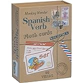 Spanish Verb Flash Cards by Monkey Wonder - Learn Spanish with 98 Verbs Defined with Full Conjugation, for Kids and Adults, Home and Classroom Back-to-School