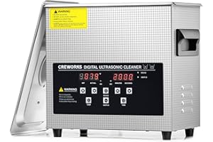 CREWORKS 3L Digital Ultrasonic Cleaner with Degas & Gentle Modes, 0.8 gal. Ultrasonic Cleaning Machine, 120W Professional Ultrasound Cleaner with 150W Heater & 1-30 min. Timer for Glasses Toys Tools