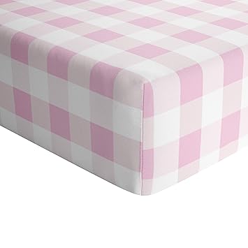pink gingham crib sheet