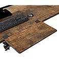 BONTEC Small Ergonomics Desk Extender Tray, 20x9.5 Inch Table Mount Arm Rest Shelf, 90° Foldable Keyboard Tray Platform, Clamp on Computer Arm Rest for Desk, Suitable for Office Desks, Rustic Brown