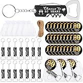Jingmore 30 Set 80th Birthday Party Favors for Guests Bottle Opener Keychains Bulk Thank You Cards with Organza Gift Bags for Birthday Anniversary Souvenirs, Cheers to 80 Years