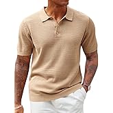 Runcati Mens Knit Polo Shirts Short Sleeve Casual Hollow Out Shirt Texture Classic Golf Polo