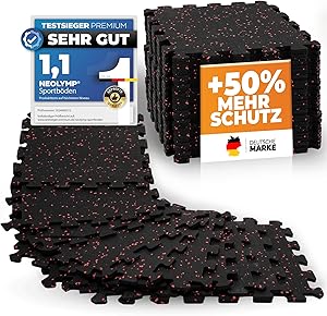 NEOLYMP Bodenschutzmatte Fitness aus Kautschuk – Puzzlematte für Home Gym, Fitnessgeräte & Sport – rutschfeste Gymnastik- & Sportmatte - 8 Stück