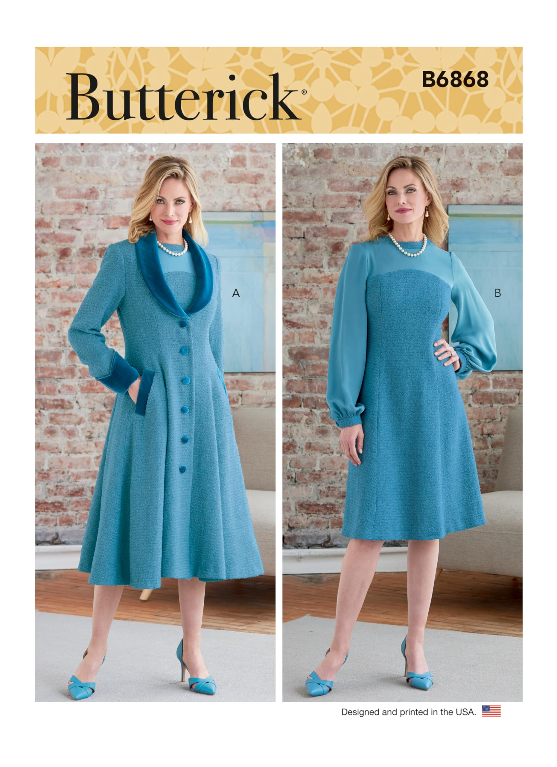 BUTTERICK B6868RR Misses' and Women's Coat and Dress RR (18W-20W-22W-24W)