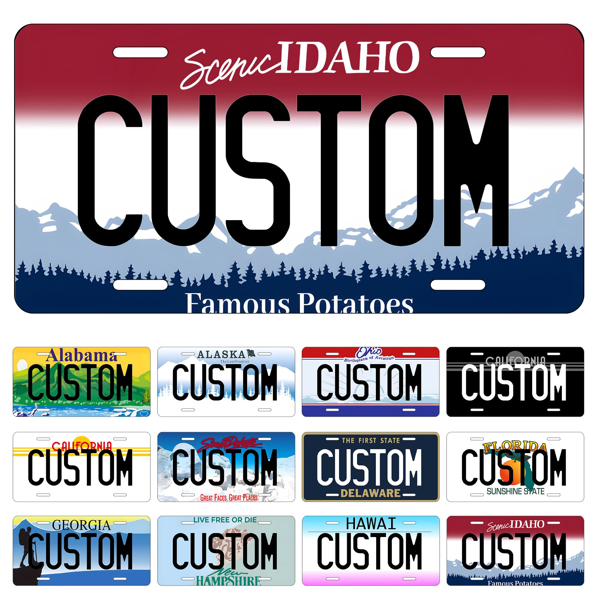 Metal Custom License Plate for Idaho - 6x12 Inch