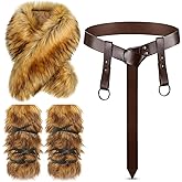 JenPen 3 Pcs Halloween Women Viking Costume Set Viking Belt Fur Collar Fur Boots Covers Costume Accessories for Halloween