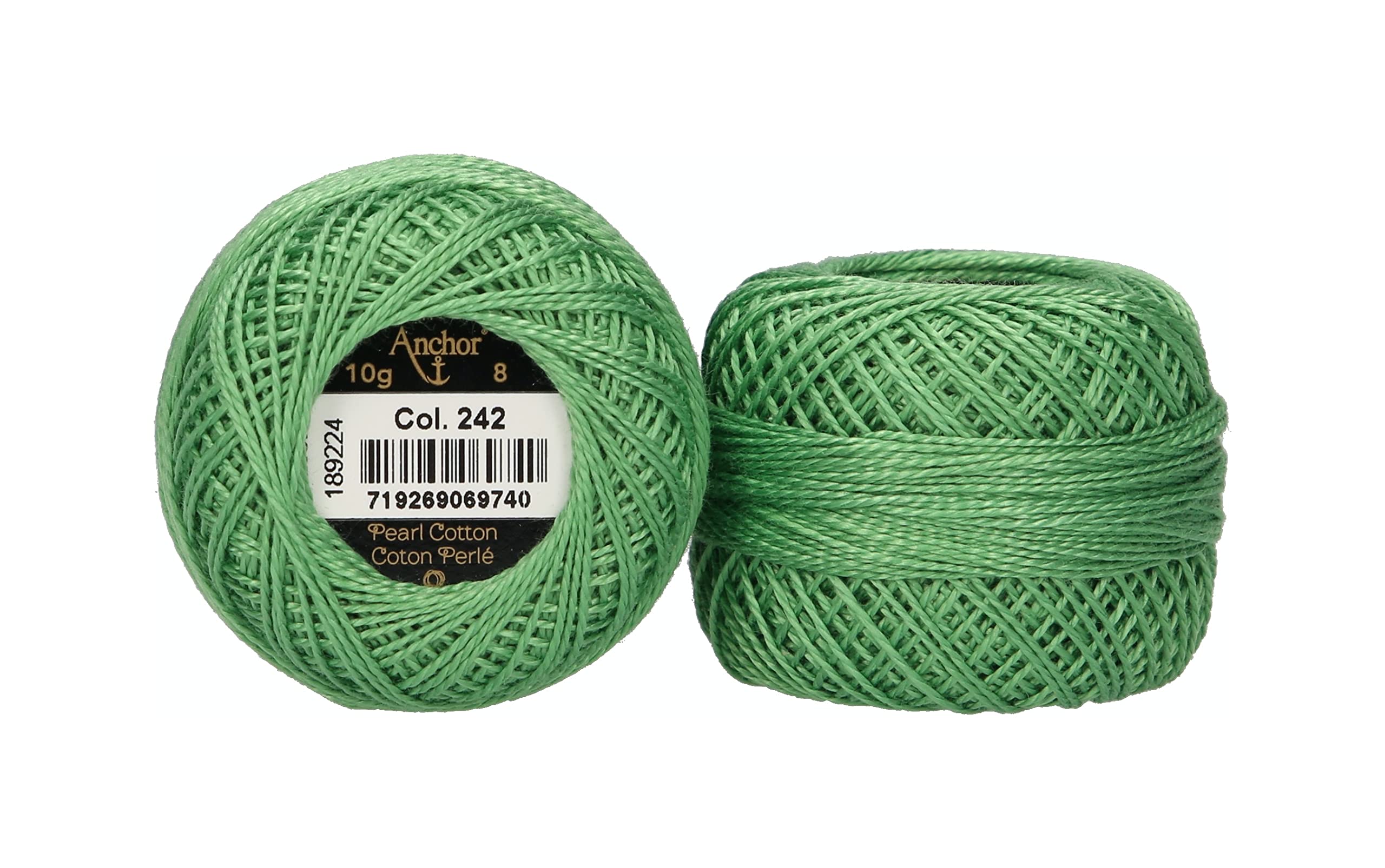 Anchor 4591008-00242 Embroidery Thread, 100% Cotton, Reseda Green, Thickness 8, 82 m, 16 g