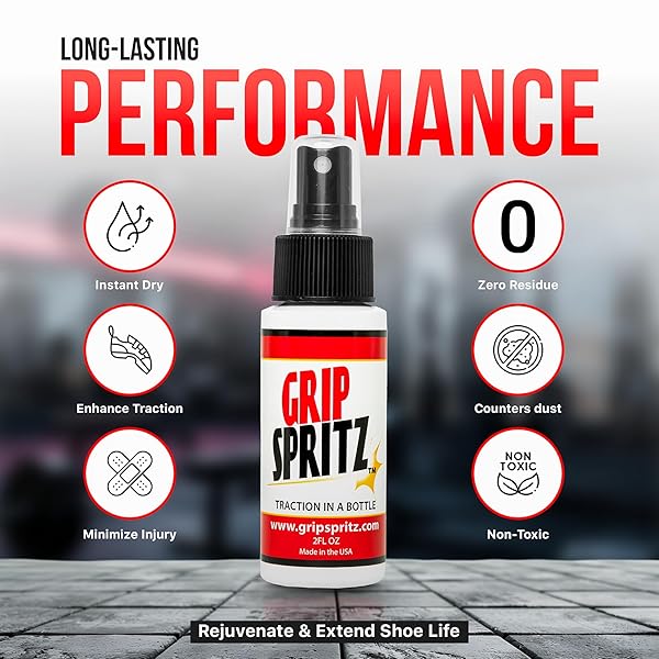 GRIP SPRITZ – BASKETBALL SHOE GRIP SPRAY – IMPROVE SOLE TRACTION & COURT GRIP – REJUVENATE & ELONGATE SNEAKER LIFE – ANTI SLIP GRIP & PERFORMANCE ENHANCER – BASKETBALL ACCESSORY