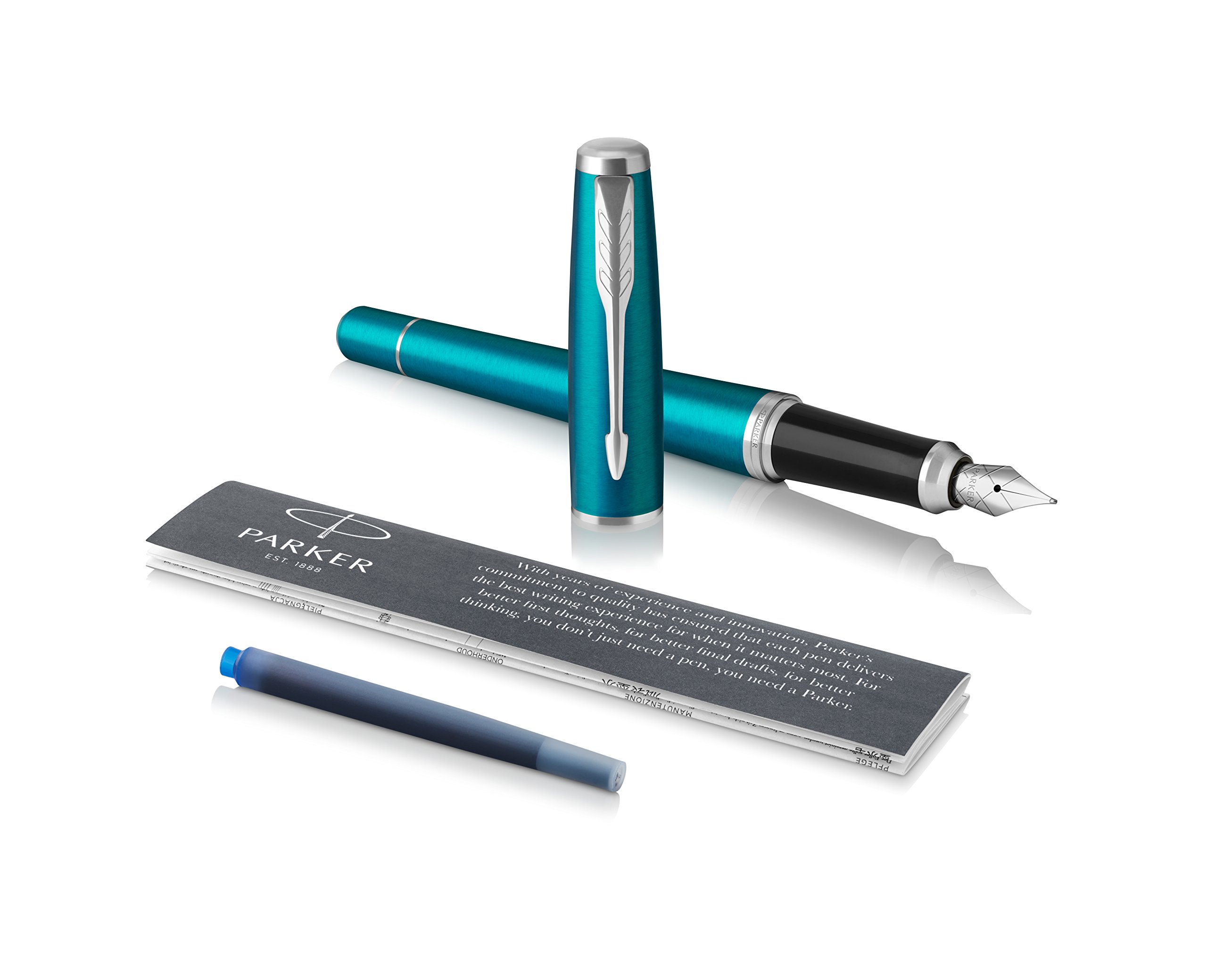 Parker (1975441 Urban Fountain Pen, Vibrant Blue, Medium Nib with Blue Ink, Blister Pack