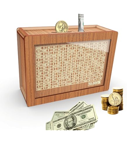 10000 Kakeibo Wooden Money Saving Challenge Box Cash Vault