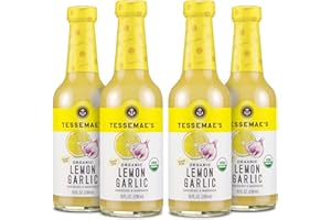 Tessemae's Organic Lemon Garlic Dressing and Marinade, Whole30 Certified, Keto Friendly, USDA Organic, 10 fl oz. bottles (4-Pack)
