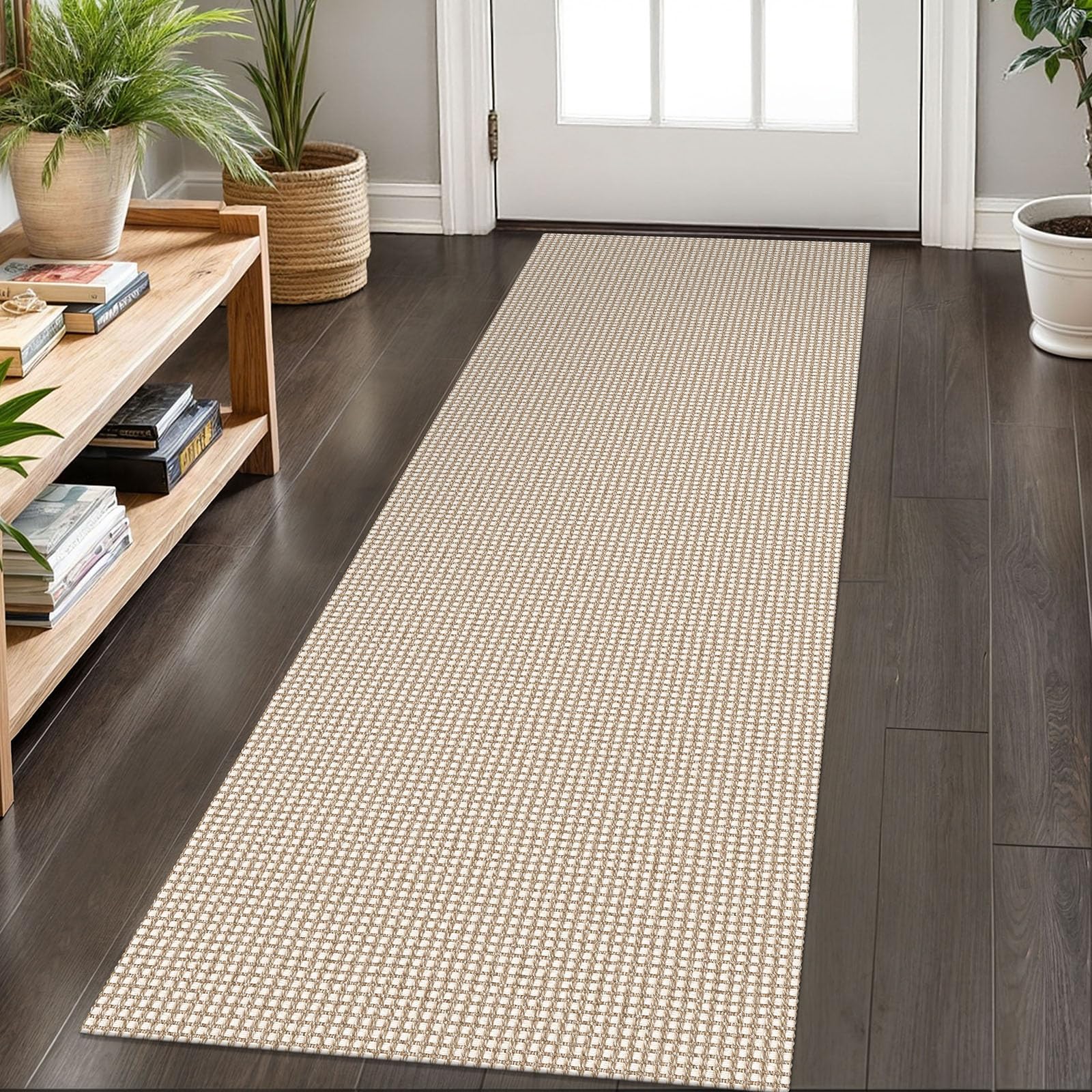 Photo 1 of KOZYFLY Runners for Hallways 2x6 ft Washable Kitchen Runner Non Slip Rubber Backed Hall Runners Cotton Entryway Runner Rugs Floor Carpet for Indoor Backdoor Bedroom Kitchen, Ivory/Khaki