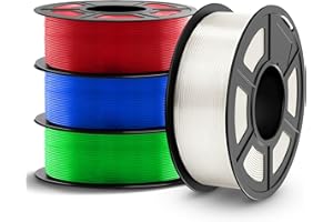 TECBEARS PETG Filament 1.75mm 4KG, 3D Printer Filament Bundle PETG, 4 * 1KG(1320M) Filament High Precision, Dimensional Accuracy ±0.02mm,Transparent with 3 Spools of Transparent Blue/Red/Green