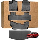 Floor Mats for Acura MDX 7 Seats 2014-2021 (Only for 7 Seat, Not for Hybrid Models, 6-Seat Models and Type S Advance), TPE Waterproof Non-Slip All Weather Protection Custom, Floor Mats & Cargo Liner