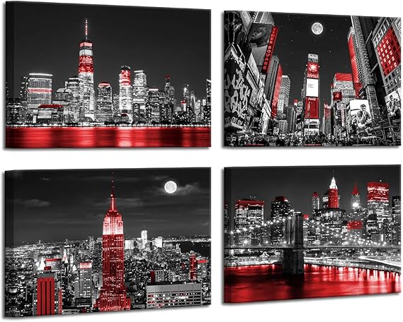 Black and White Wall Art Modern Manhattan Wall Art Black Art Paintings