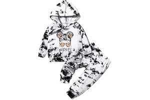 Aulyffo Toddler Girl Clothes,Tie Dye Hoodie Sweatshirt 2 Piece Girls Outfits Pullover Joggers Pants Hooded Sweatsuits Sets