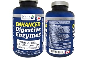 Naka Platinum Enhanced Digestive Enzymes, With Ox Bile, 11 X Pancreatin + 1B CFU Probiotics, SHELF STABLE/DAIRY FREE, Made in
