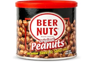 BEER NUTS Original Peanuts - Travel Size Sweet & Salty Bar Nuts - Gluten Free, Kosher, Low Sodium Peanut Snacks Made In The USA - 12oz Resealable Can (Pack of 1)