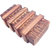 MAGIKON Brain Teaser Cube Puzzle Toy, Wood Secret Drawer Box 6.1in | Wood, 6.1x2.91x1.57in, two hidden drawers, pull side piece to unlock, puzzle box for kids and adults