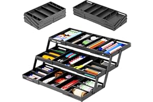 BOOKSUN Multi Level Smart Drawer Organizer – 3 Tier Expandable Drawer Organizer – Jewelry, Junk, Makeup, Silverware Storage Organizer – Perfect for Kitchen, Desk, Medicine Cabinet & More（Black）