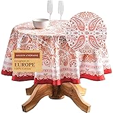 Maison d' Hermine Table Cloth Round Table 100% Cotton 63 Inches Fall Tablecloth Reusable Everyday Use for Thanksgiving Christmas Decorations Dining Farmhouse Party (Orient)