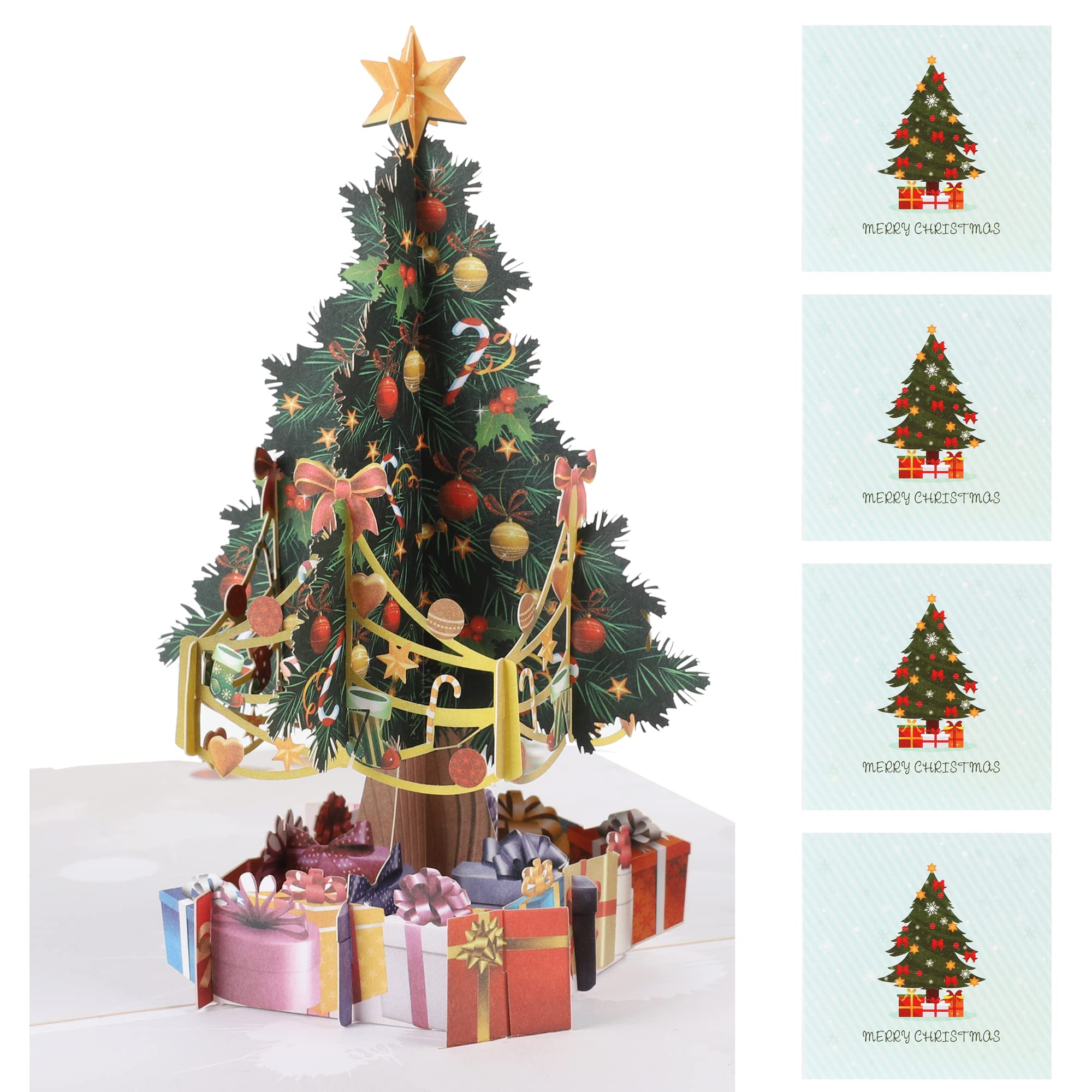 HAPEE 4 Pack of 3D Pop Up Christmas Cards | Greeting Holiday Note Cards with Envelopes for Xmas/New Year