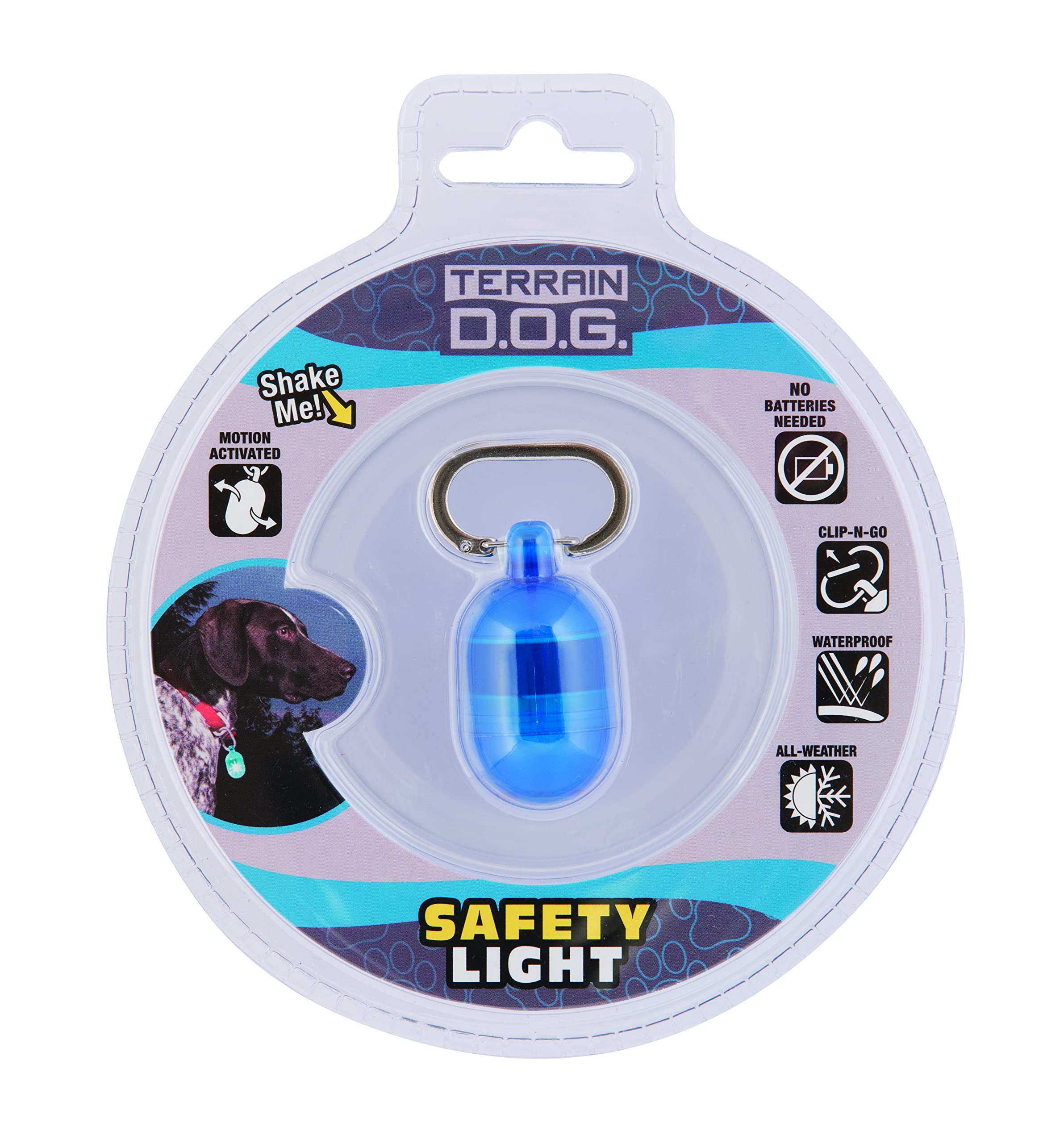 Terrain Dog Light for Dog Collar, Waterproof Light, Motion Activated Light, Blue