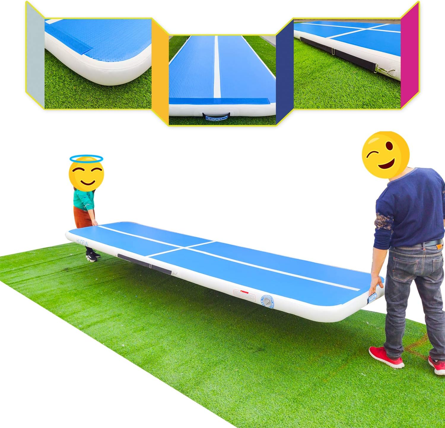 HIJOFUN Premium Air Track 10ft 13ft 16ft 20ft Airtrack Gymnastics Tumbling Mat Inflatable Tumble Track with Electric Air Pump for Home Use/Gym/Yoga/Training/Cheerleading/Outdoor/Beach/Park : Sports & Outdoors