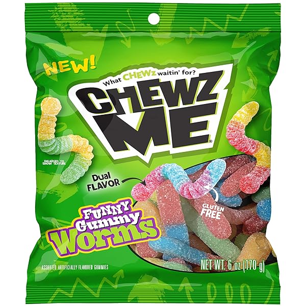 COLOMBINA CHEWZME SOUR GUMMY WORMS, SOUR GUMMY CANDY,...
