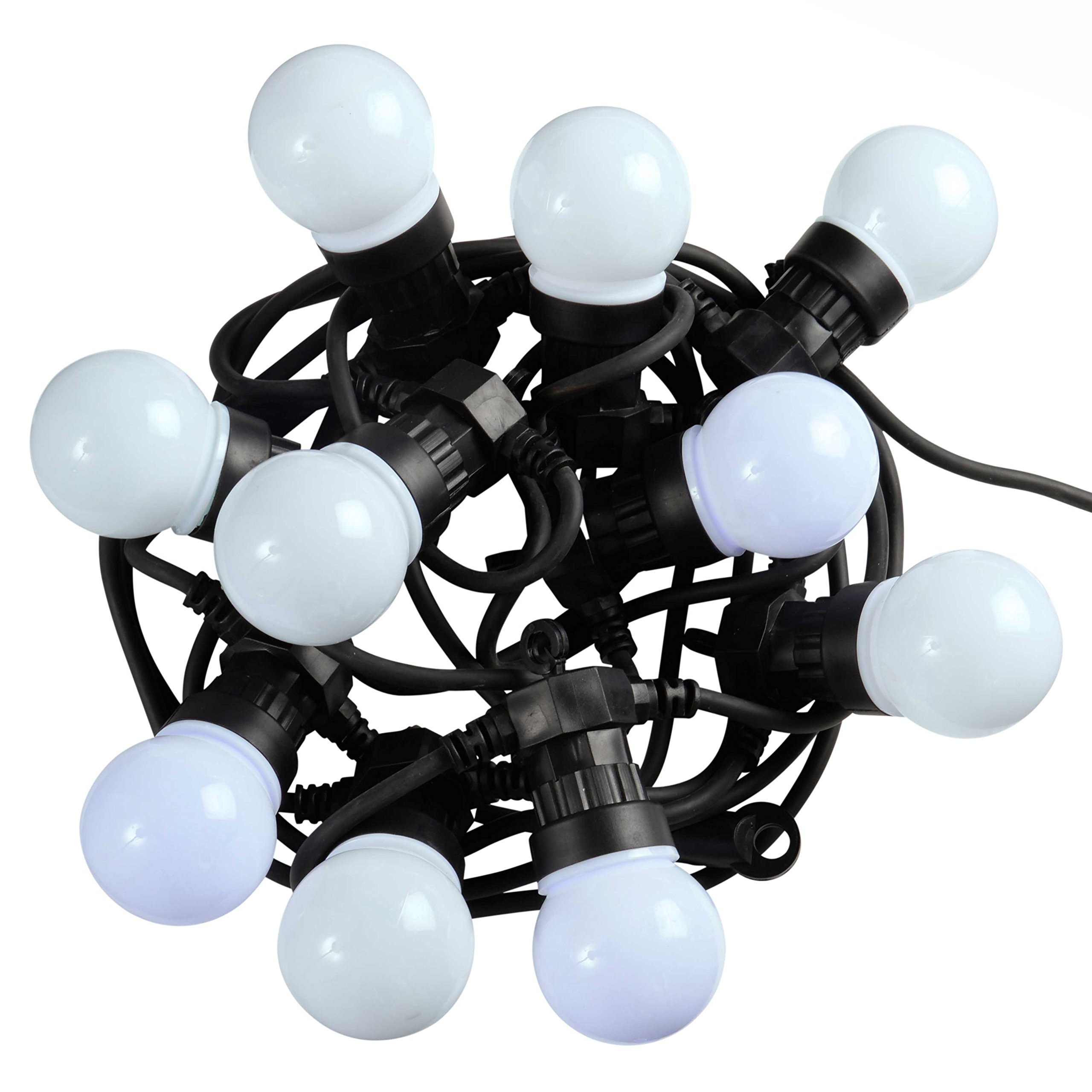WeRChristmas Globe Festoon Big Bulb Christmas/ Party/ Barbeque LED Light String with 10 m Cable, Set of 20, White