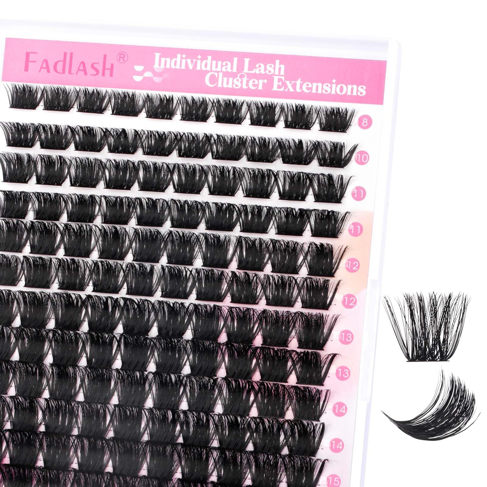 FADLASH 200pcs 0.07mm D Curl 8-16mm 200D Wispy Reusable Soft Fluffy Cluster Lashes DIY Eyelash Extensions — image 1